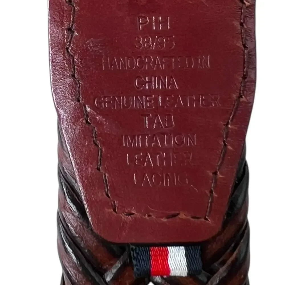 Tommy Hilfiger Braided Belt Faux Leather in Brown Woven Casual Classic Men's 38W